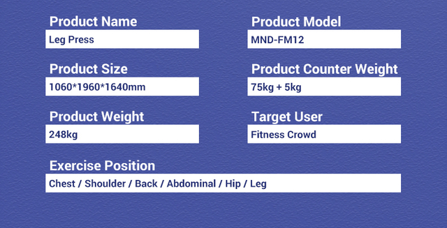 Máquina de leg press MND-FM12 | Leg press de 45 graus | Desenvolvedor de força da parte inferior do corpo