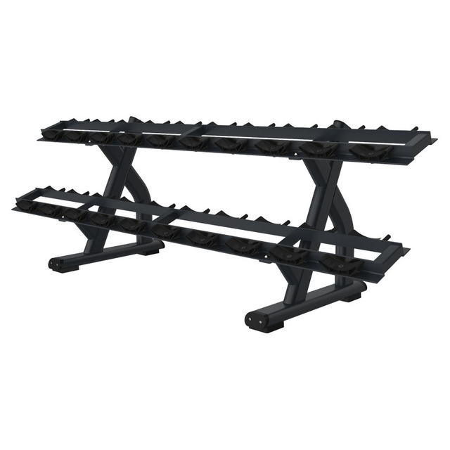 Suporte para halteres de camada dupla FF49 | Armazenamento comercial de halteres | Organização de equipamentos de ginástica
