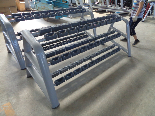 AN72 Suporte para halteres de três fileiras | Armazenamento de halteres | Organização do ginásio