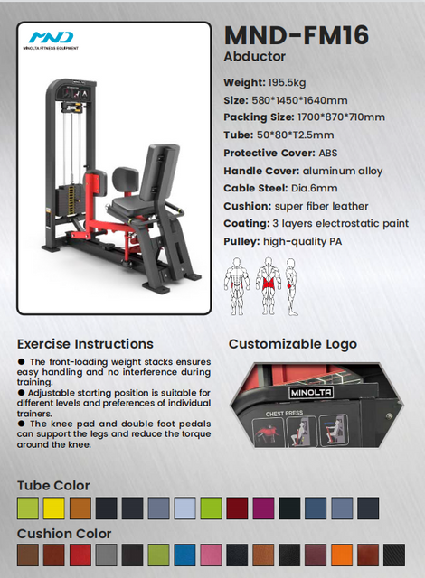 Máquina abdutora de quadril MND-FM16 | Treinador de Glúteo Médio | Equipamento de treino externo para coxa