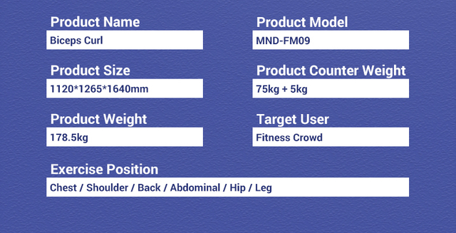 Máquina de rosca bíceps MND-FM09 | Flexão de braço | Equipamento de isolamento de bíceps