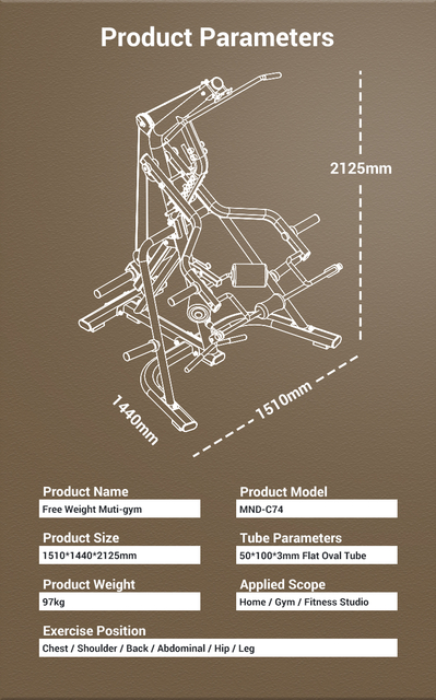 MND-C74 Multi-ginásio com peso livre | Estação de força de corpo inteiro | Ginásio doméstico compacto